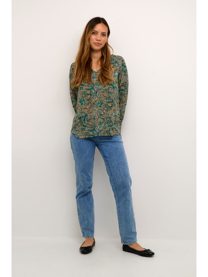 

Блузка Kaffe, цвет green/sand paisley print