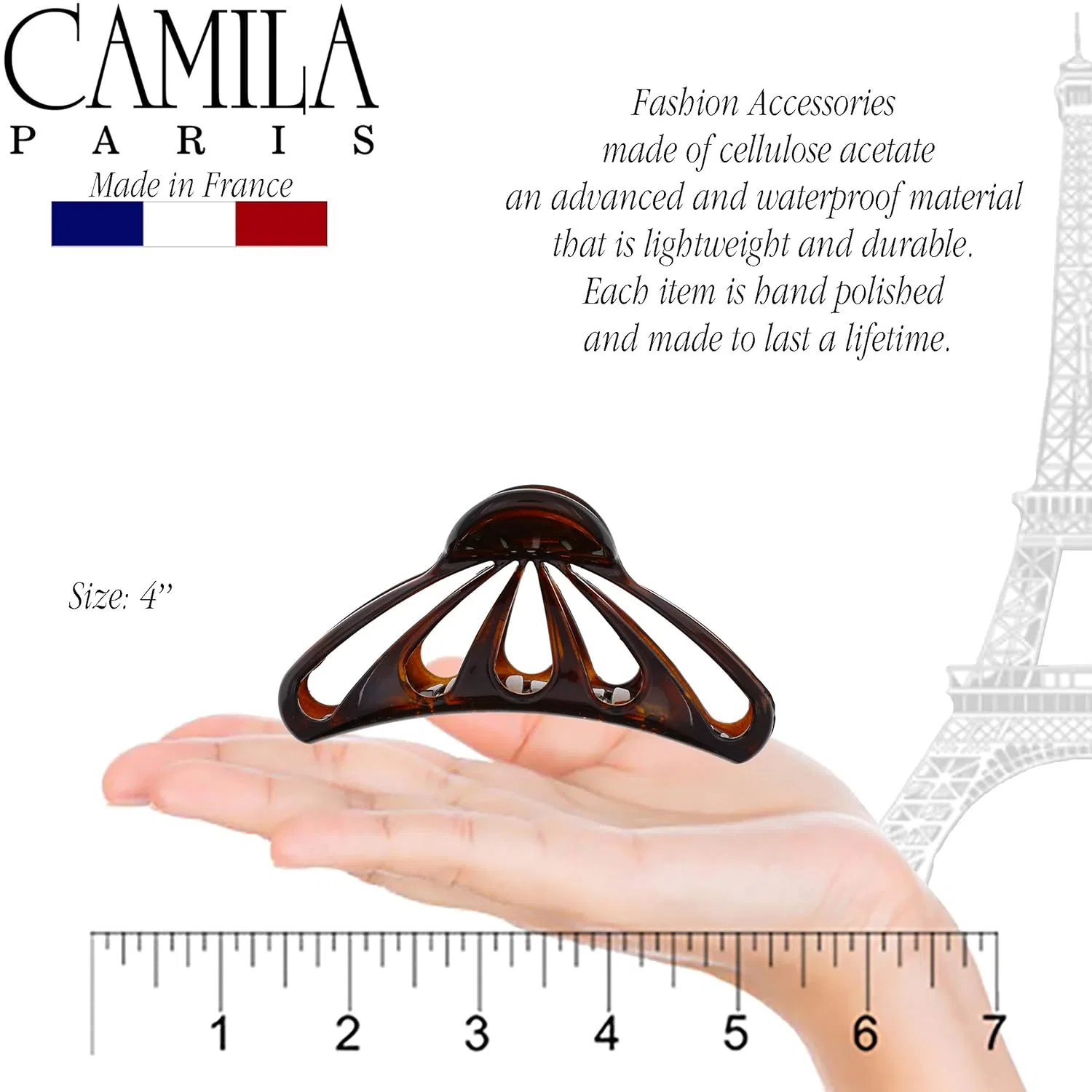 Женская заколка-краб для густых волос Camila Paris NV109 Camila, Turquoise — фото 4
