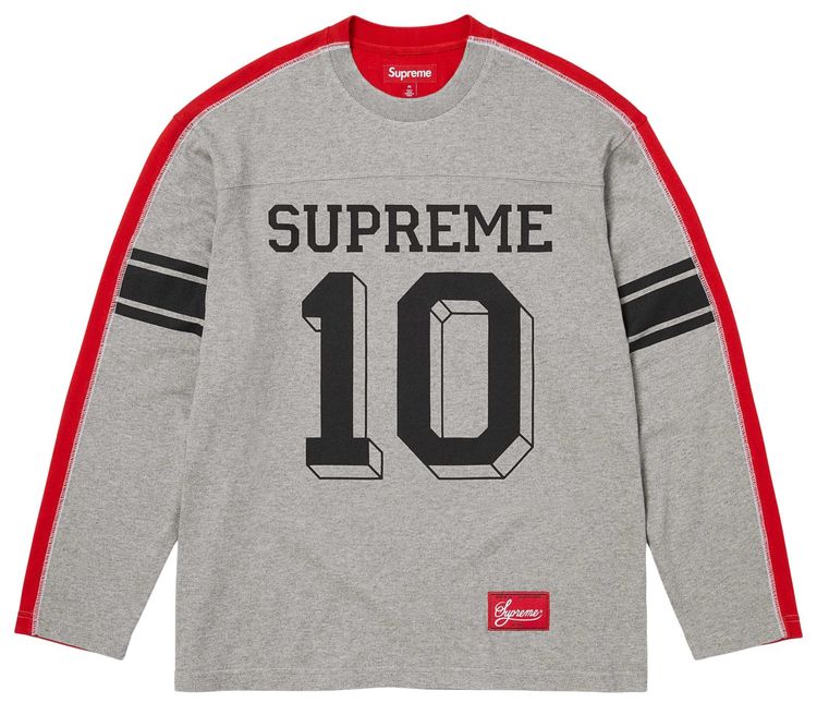 Футболка Supreme с разрезом и длинными рукавами, серый