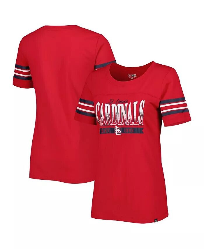 

Женская красная футболка в полоску St. Louis Cardinals Team New Era