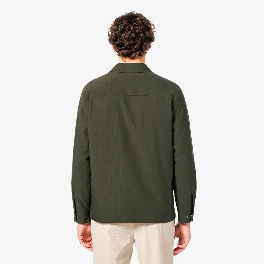 Мужская вельветовая куртка-рубашка тёмно-хаки от Lacoste — фото 3