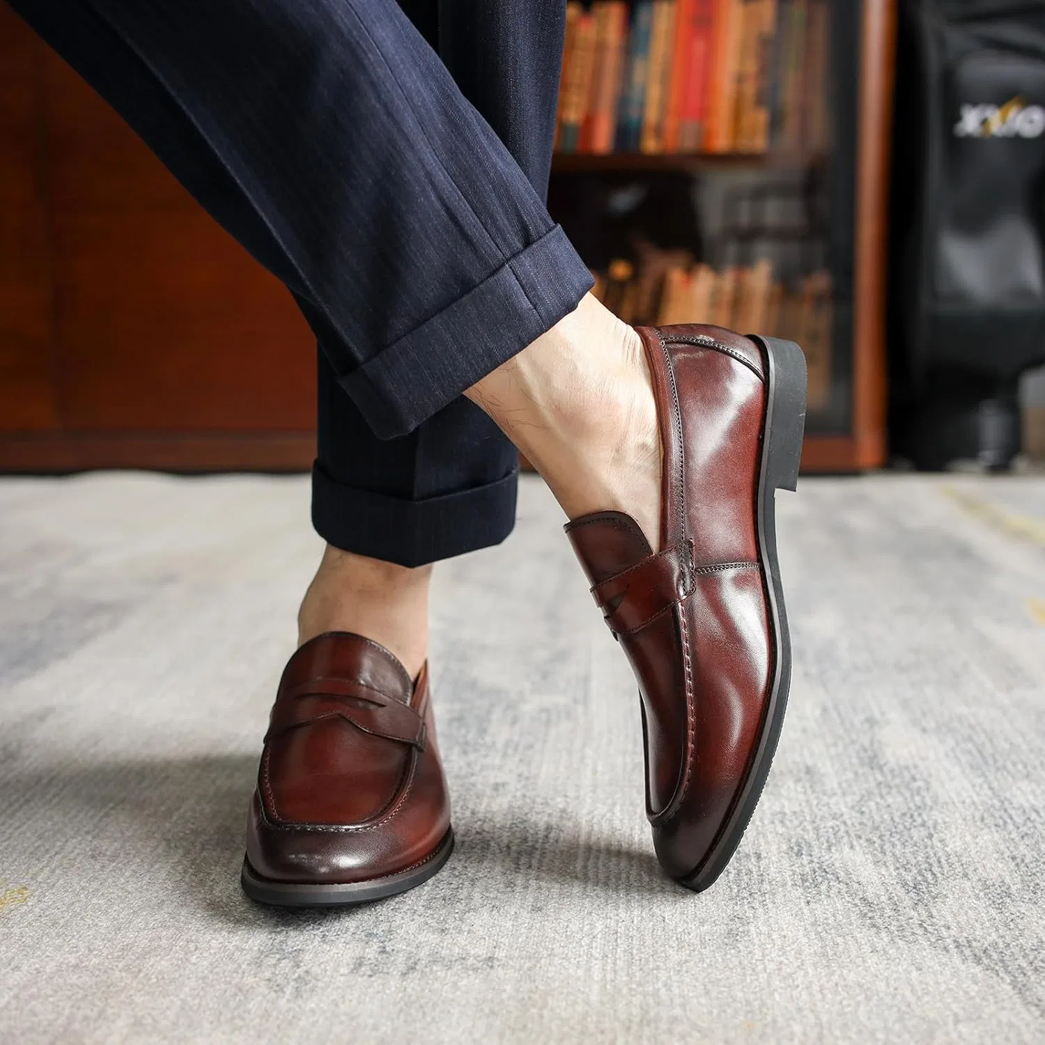 Лоферы кожаные Mens Loafer Shoes, коричневый — фото 4