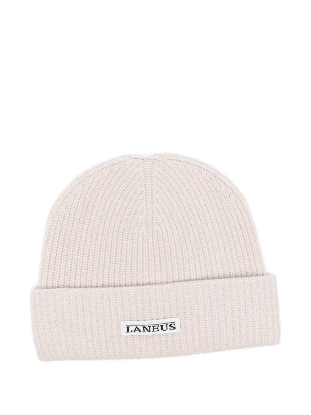 

Шапка бини из смесовой шерсти в рубчик Laneus, нейтральный