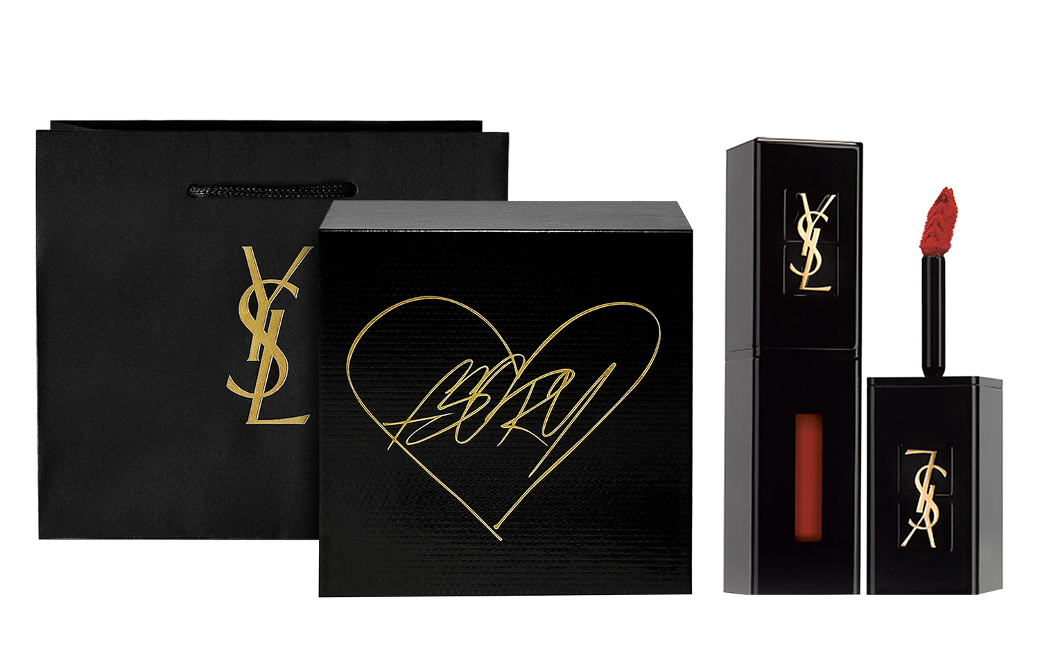 

SAINT LAURENT Черная туба Black Gold блеск для губ Box глянцевый легко растушевывается стойкий 5,5 мл