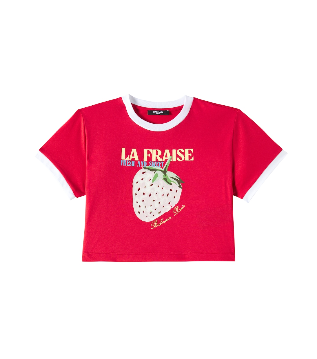 

Футболка из хлопка с принтом Balmain Kids, Red/White