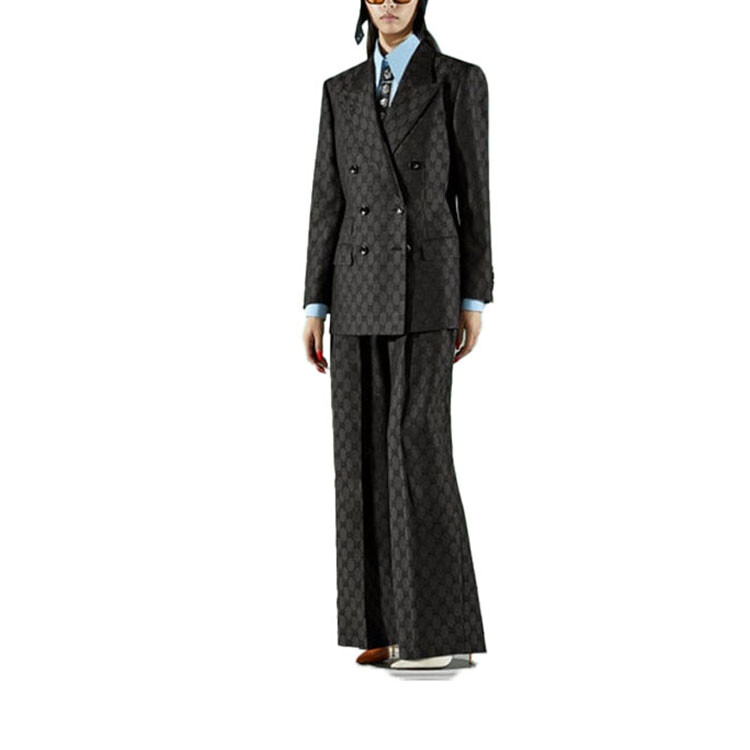 Брюки женские Gucci Gg Wool Palazzo, черный — фото 2
