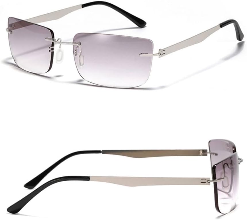 

MUTYNE Солнцезащитные очки без оправы квадратной формы, металлическая оправа, мужские ретро-солнцезащитные очки, женские без оправы, серебристые, черные, коричневые, Light Silver Mirror