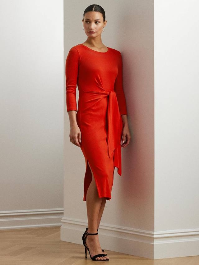 

Платье миди Lauren Imalah из хлопковой смеси Ralph Lauren, Bright Vermilion