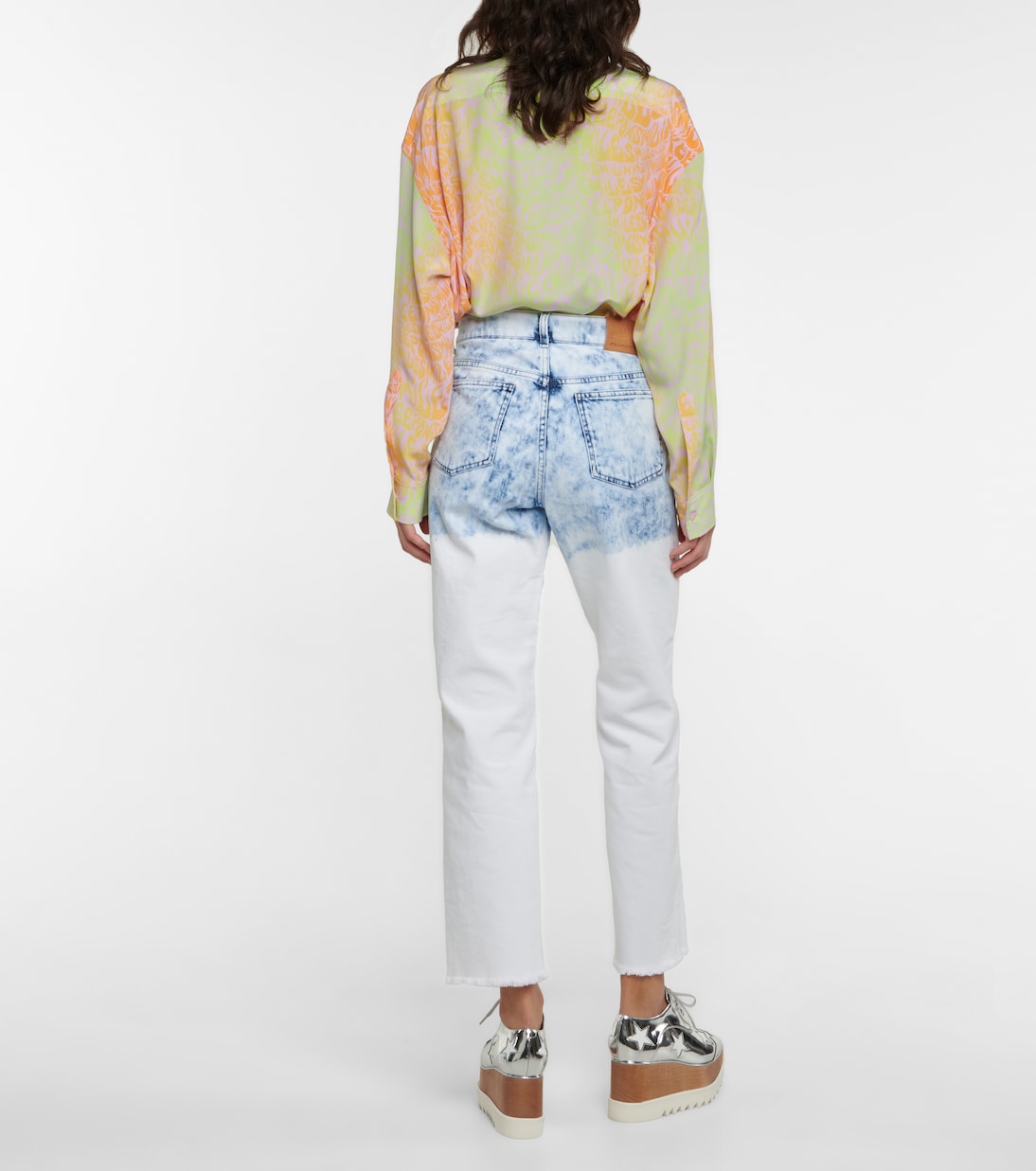 Джинсы бойфренды с высокой талией Stella McCartney, Light Wash Blue — фото 3