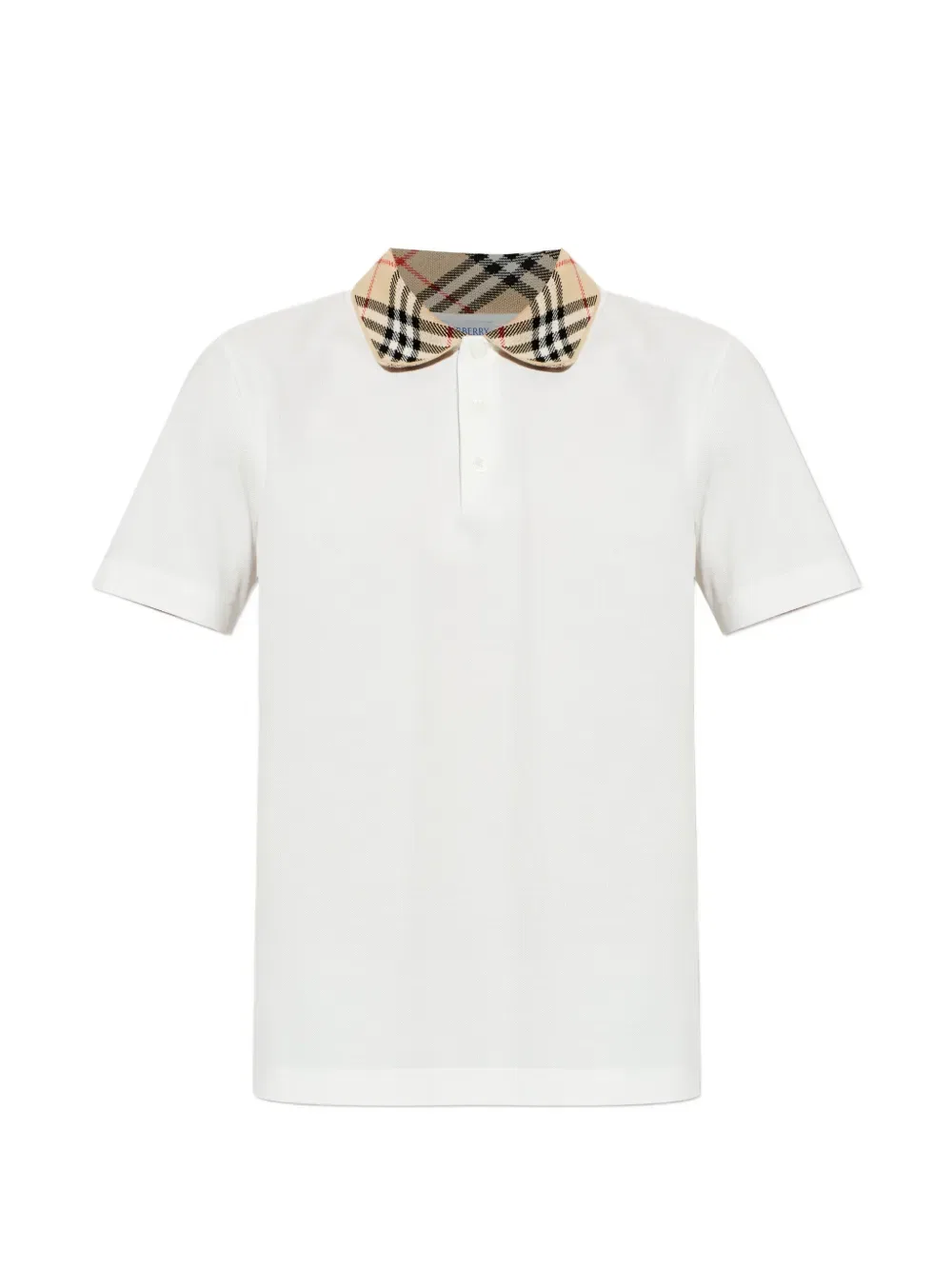 Рубашка-поло Burberry в клетку, круглый воротник, короткие рукава, белый