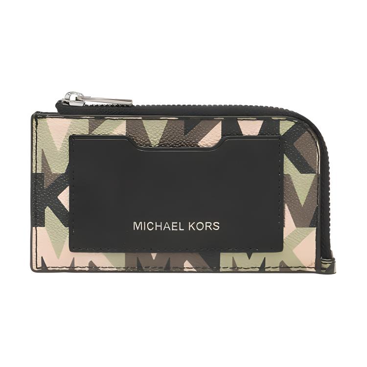 

MICHAEL KORS Кожаный кошелек-визитница MK Cooper с принтом оливкового цвета