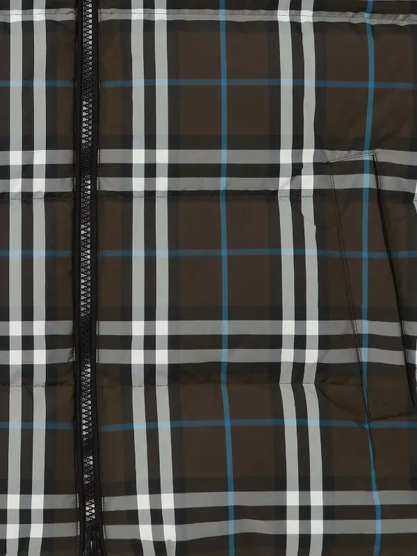 Пуховый жилет Burberry, клетчатый узор, коричневый — фото 2