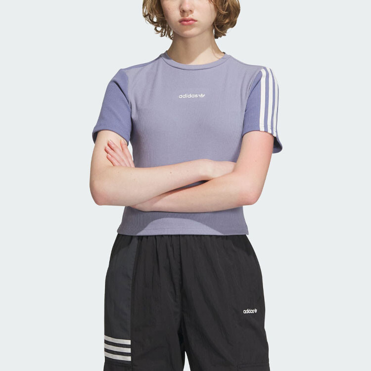 Укороченный топ женский серебристо-фиолетовый Adidas Originals — фото 2