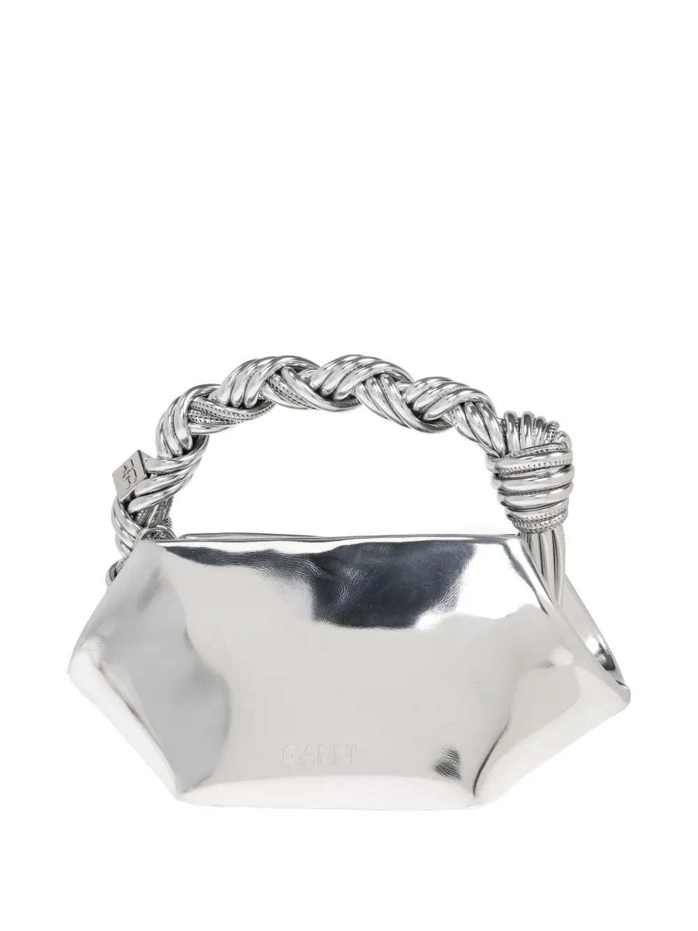 

Сумка-тоут с перекрученными ручками GANNI, серебряный