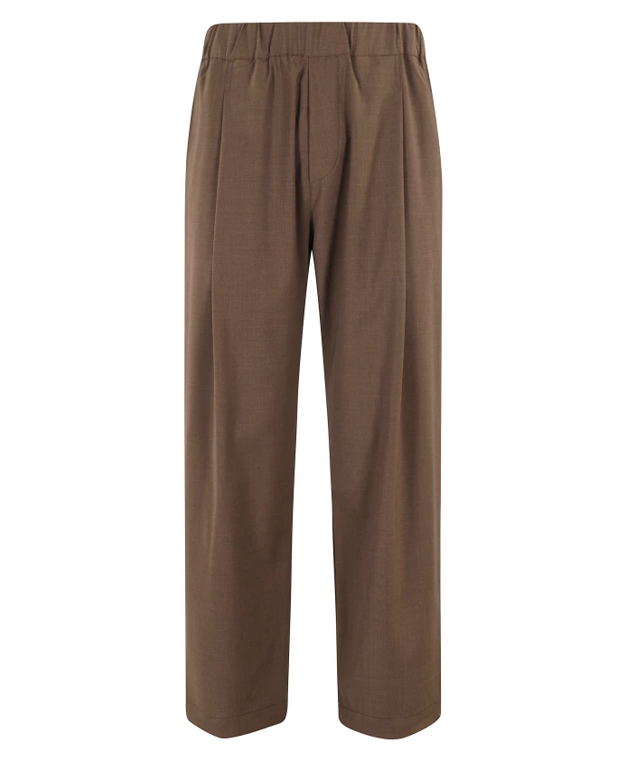 

Черные шерстяные брюки со свежим узором A Paper Kid, коричневый