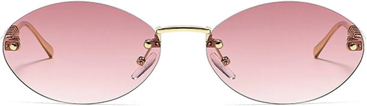 

Laureles Модные безрамочные овальные солнцезащитные очки для женщин, без оправы, жемчужные солнцезащитные очки для мужчин, градиентные очки цвета шампанского, C4