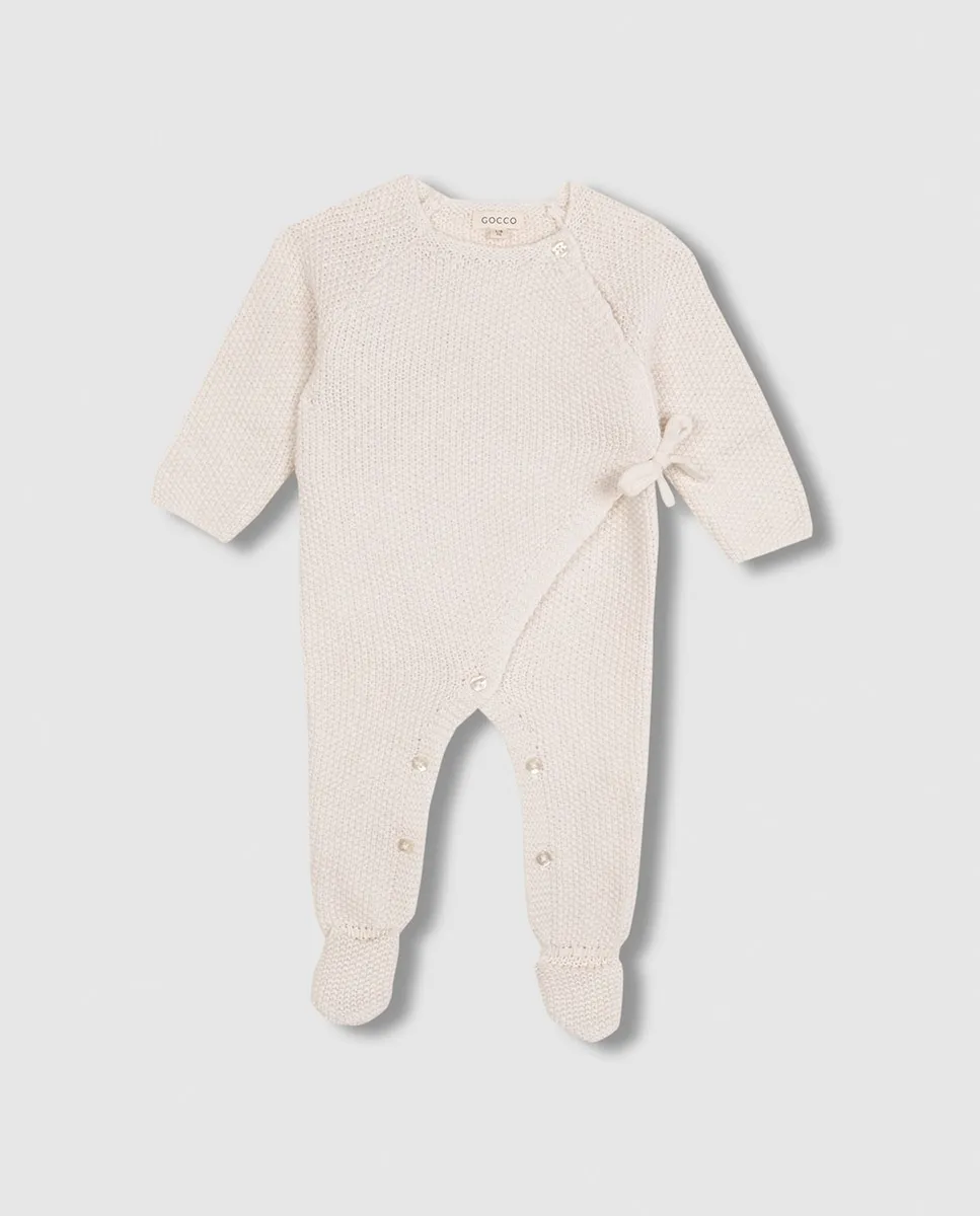 

Вязаный детский комбинезон из белого рисового узора Gocco, белый