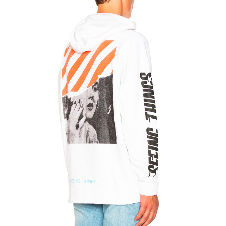 Мужская классическая толстовка с капюшоном с принтом белого цвета Off-White, белый — фото 4