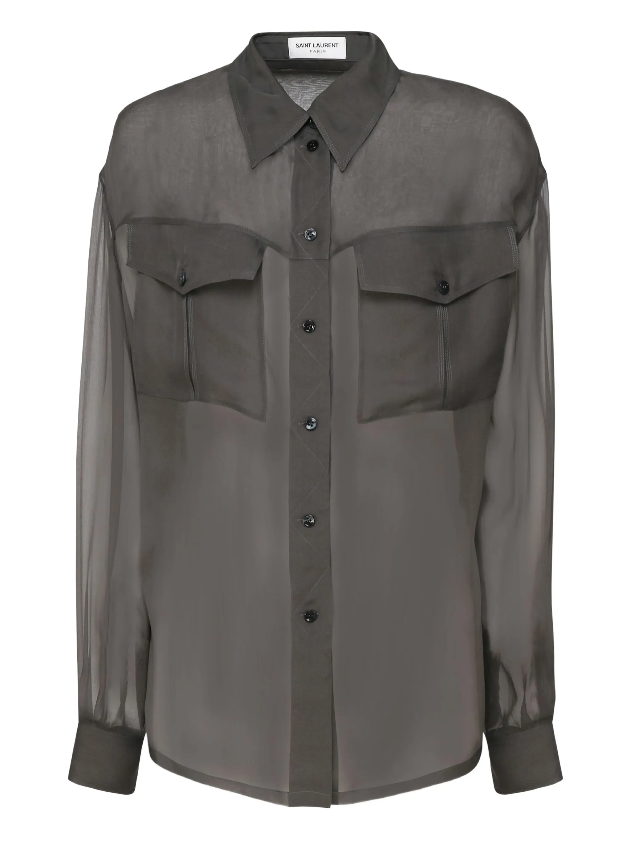 

Рубашка с заостренным воротником Saint Laurent, серый