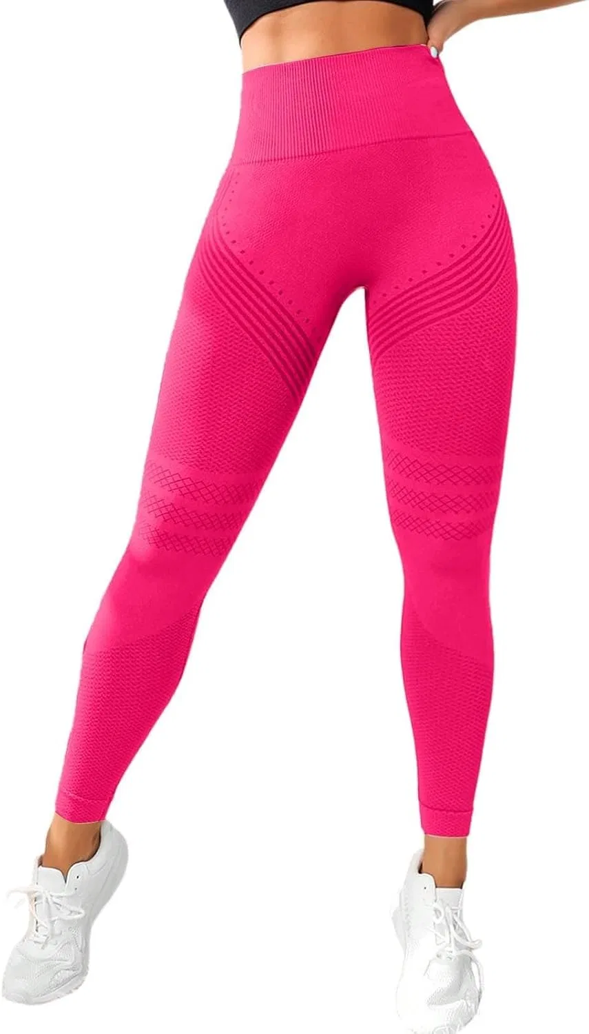 Леггинсы для фитнеса с резинками, Generic, A-hot Pink — фото 3