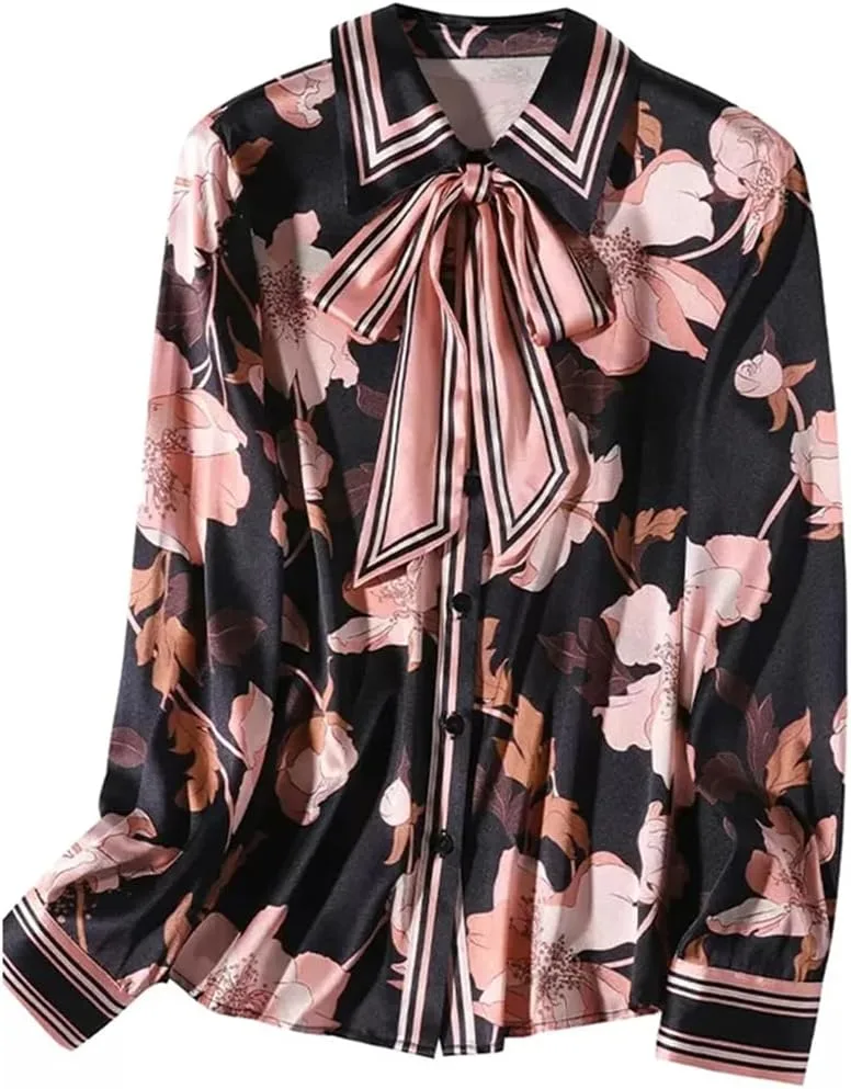 

Женская блузка Mulberry Silk с кружевной шнуровкой и принтом Bciopll