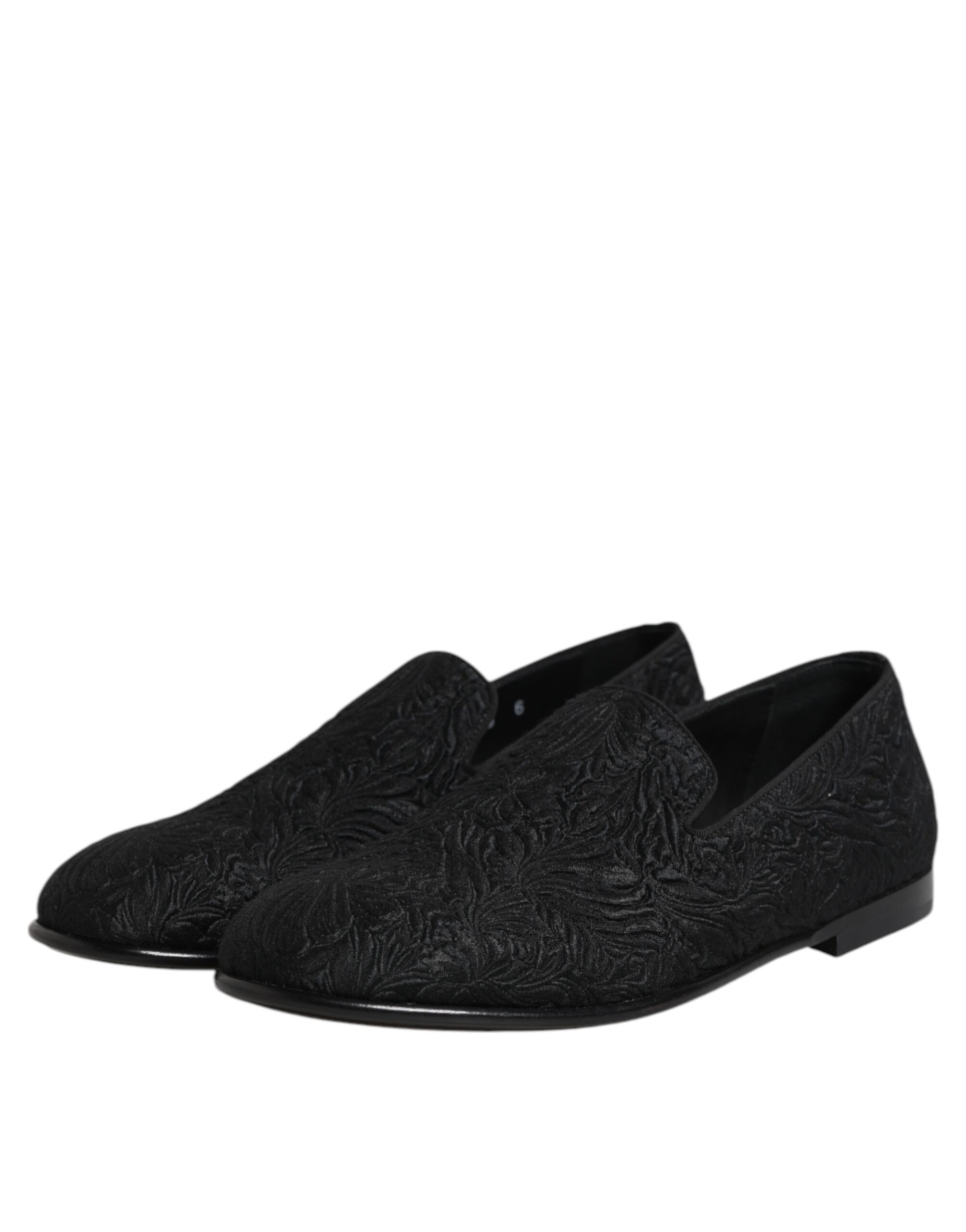 Черные жаккардовые туфли-лоферы Slip On, формальная обувь Dolce & Gabbana, Black — фото 4