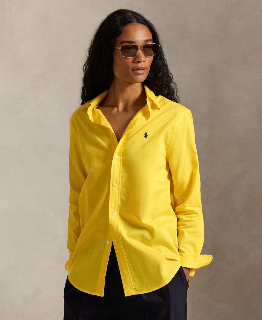 

Женская классическая рубашка из хлопковой саржи Polo Ralph Lauren, Yellow