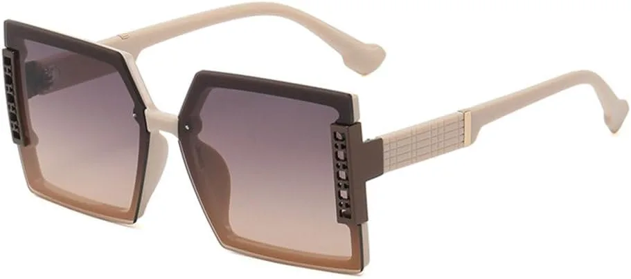 

Модные солнцезащитные очки большого квадратного размера для женщин 2027 года. Винтажные солнцезащитные очки в сексуальном стиле для путешествий MTZJH, Beige Gray Tea