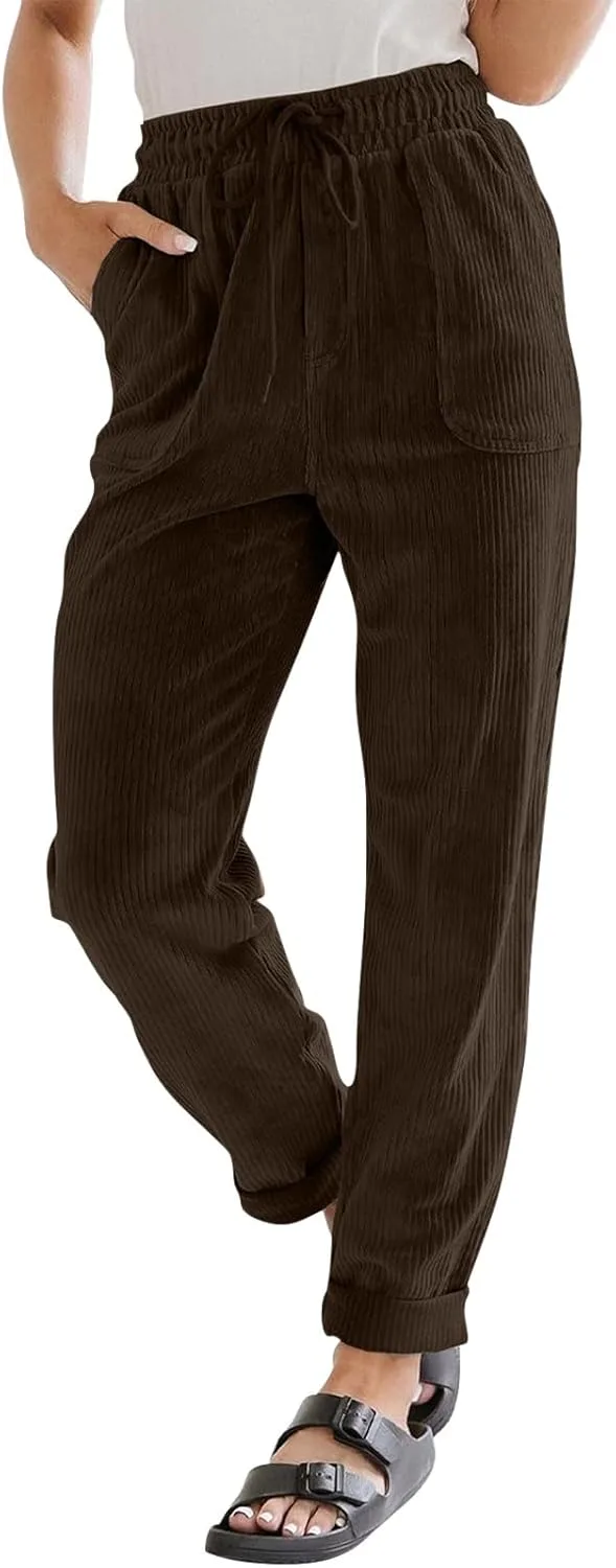 

Женские брюки из вельвета с высокой талией и карманами GAANBODI