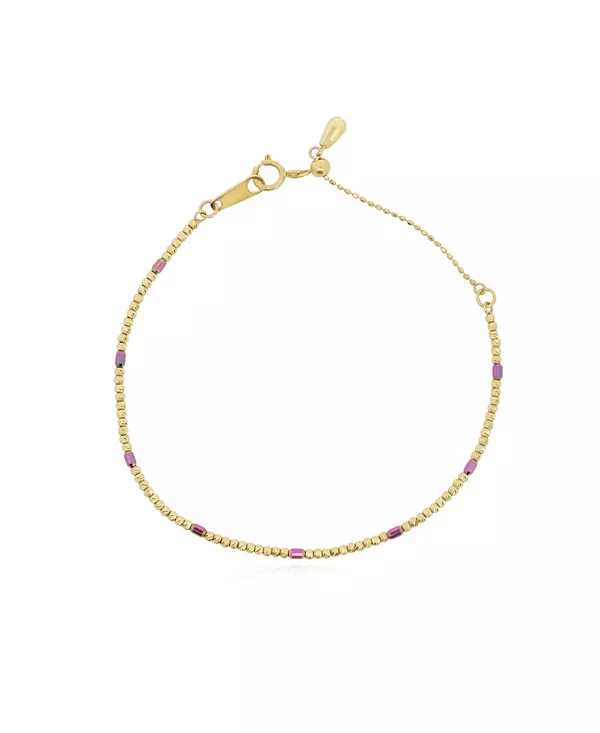 

Браслет из розовых и золотых блестящих бусин с регулируемой длиной, 14-каратное золото The Lovery, pink