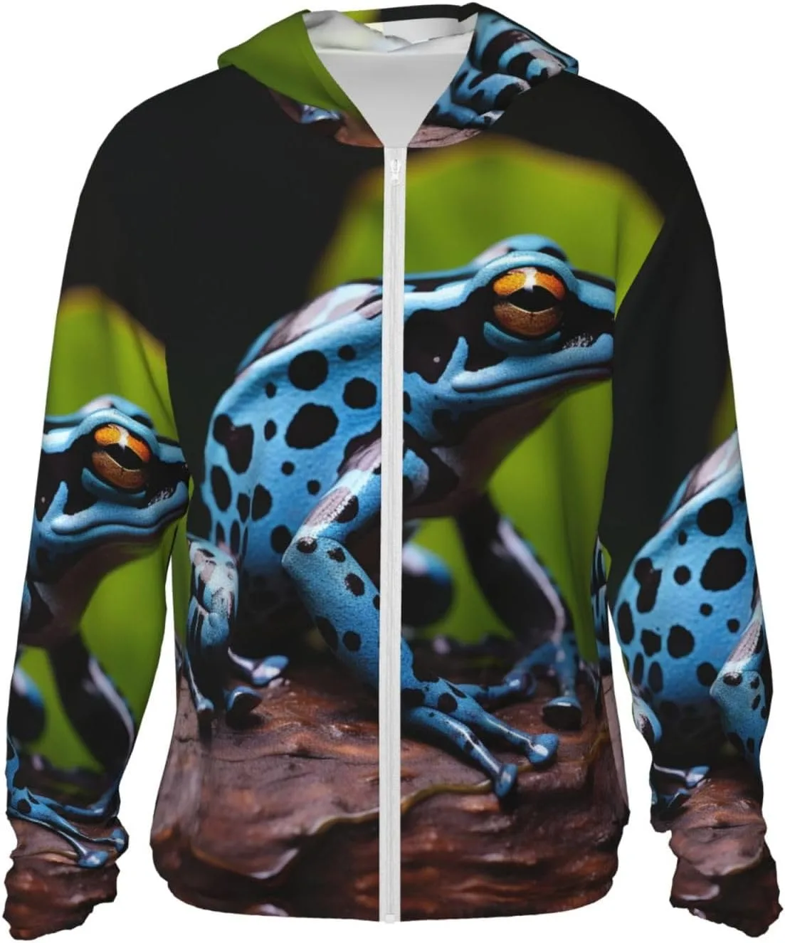 

Толстовка с капюшоном Full Zip Dart Frog Blue Sun Protection, UPF 50+, с карманом BTCOWZRV