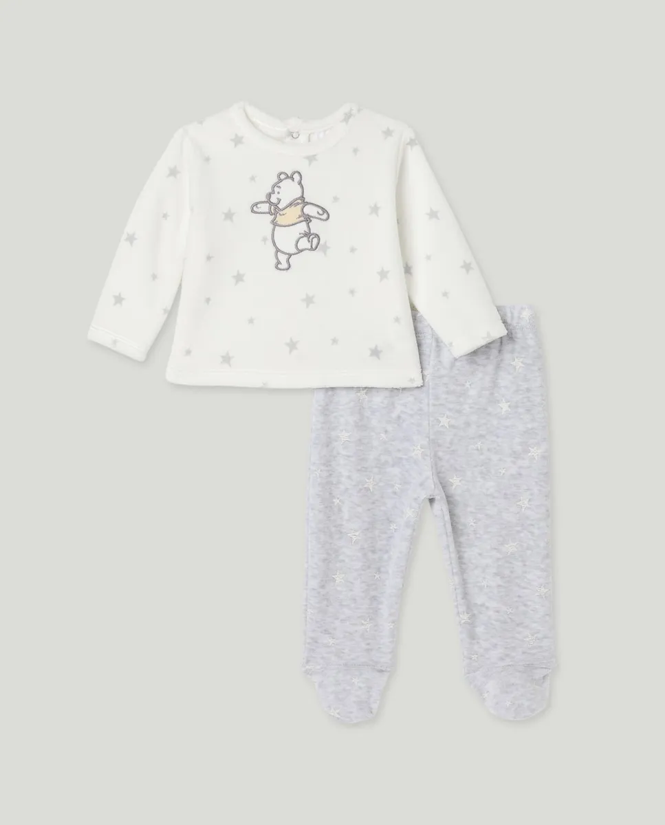 

Длинный пеленальный комбинезон с липучкой, принт Винни и звезды для мальчика Cotton Juice, серый