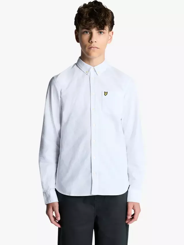 Детская рубашка с длинными рукавами Riviera из чистого хлопка, оксфордская Lyle & Scott, White