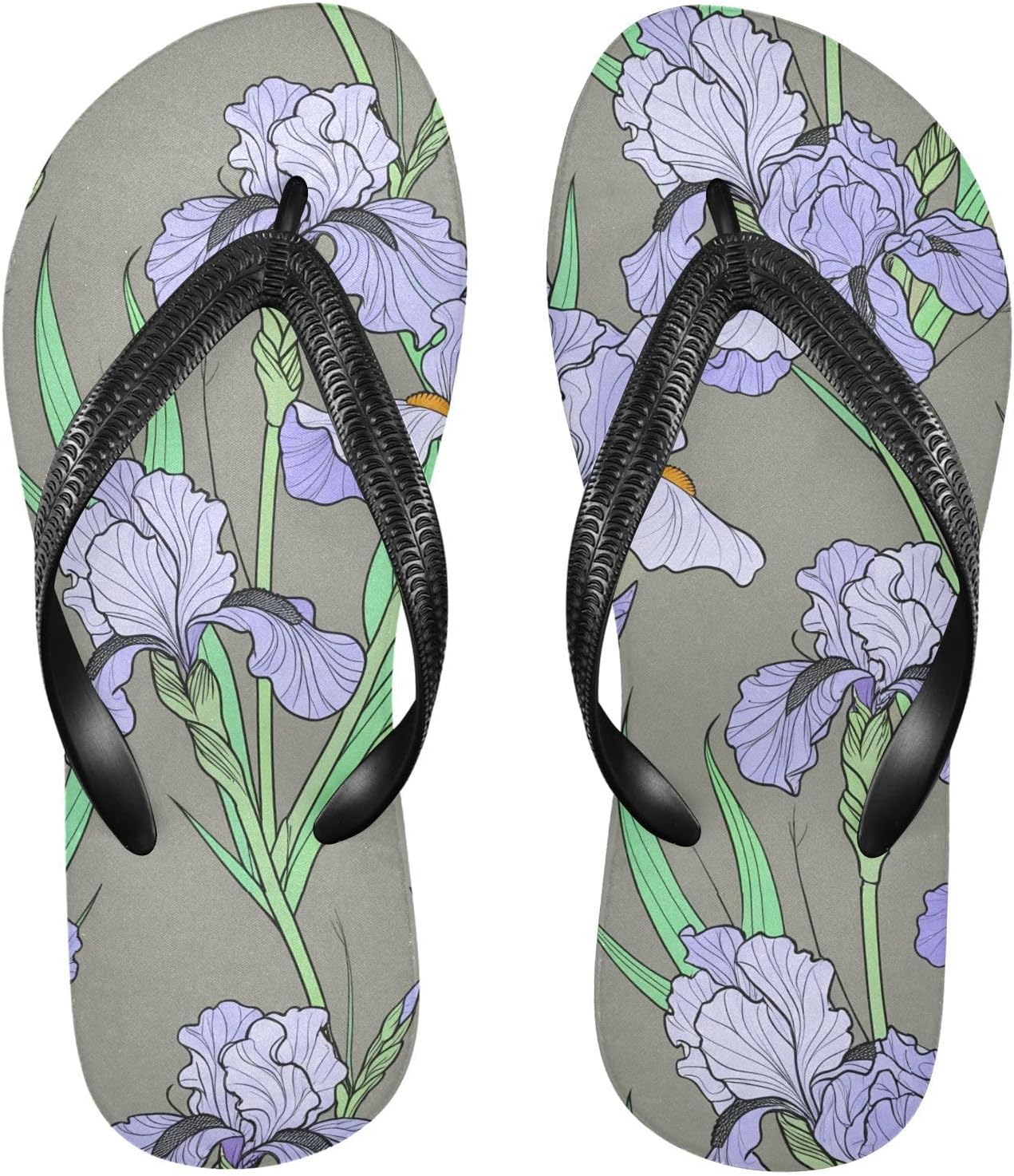 

Вьетнамки с серыми листьями ириса, пляжный душ, резиновые нескользящие летние шлепанцы для женщин и мужчин Sinestour, серый