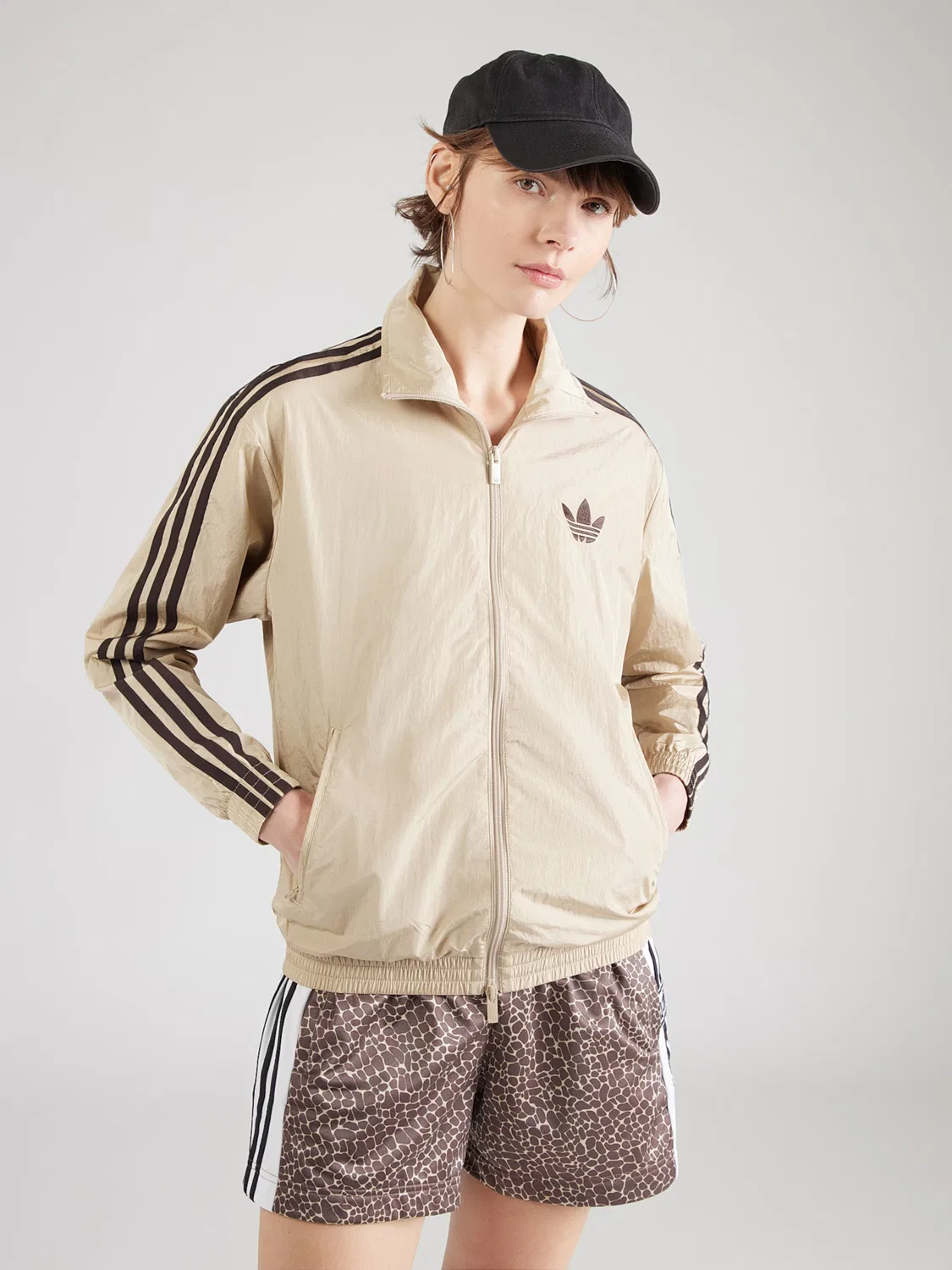 Худи на молнии Adidas Originals FB бежевого цвета — фото 3