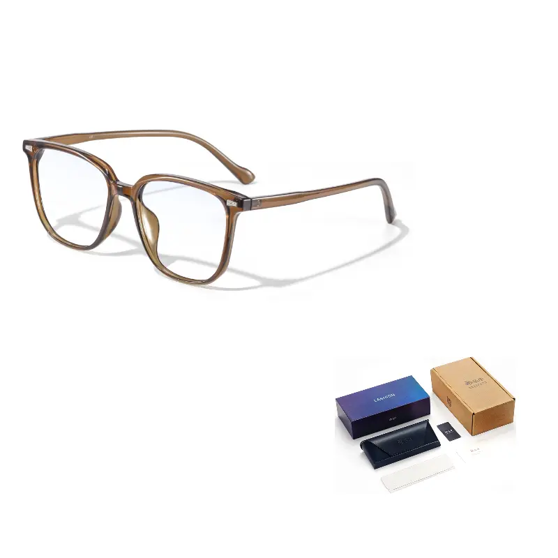 

LASHION Пластиковая квадратная оправа для очков TR/Memory унисекс, Chestnut Brown-Plano Blue Light Blocking Lens [No Prescription]