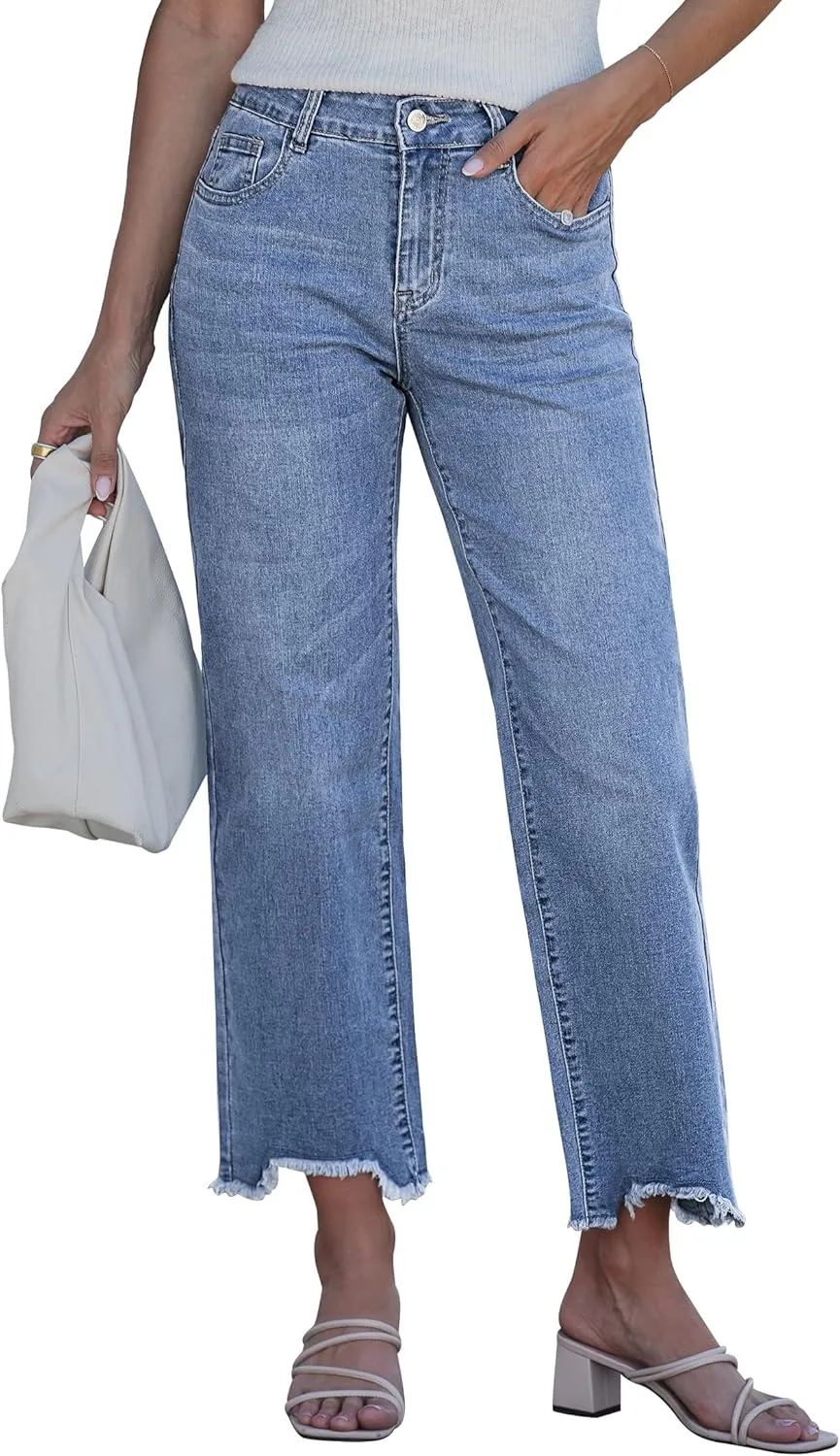 

Прямые джинсы Luvamia для женщин укороченные мешковатые потертые