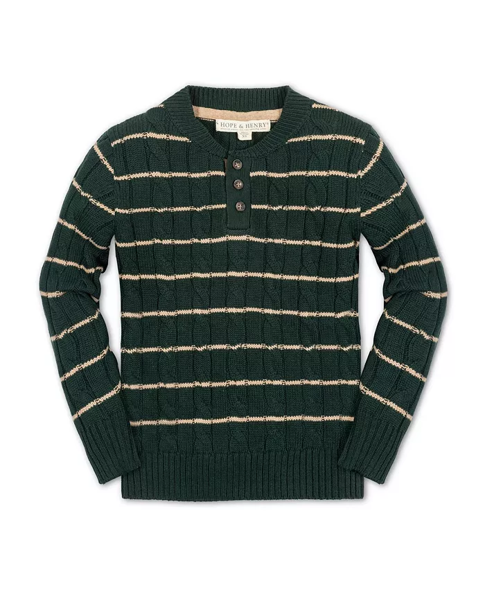 

Детский пуловер с длинным рукавом и локтевыми заплатками Hope & Henry, зеленый