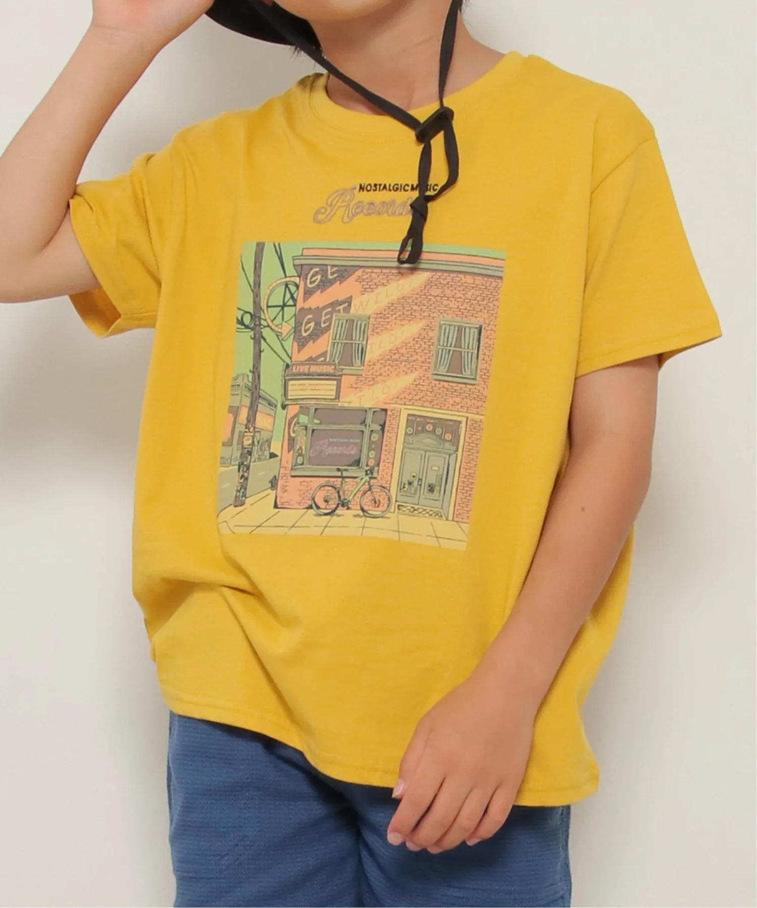 Винтажная футболка с графическим принтом (120–160 см) Ikka, mustard