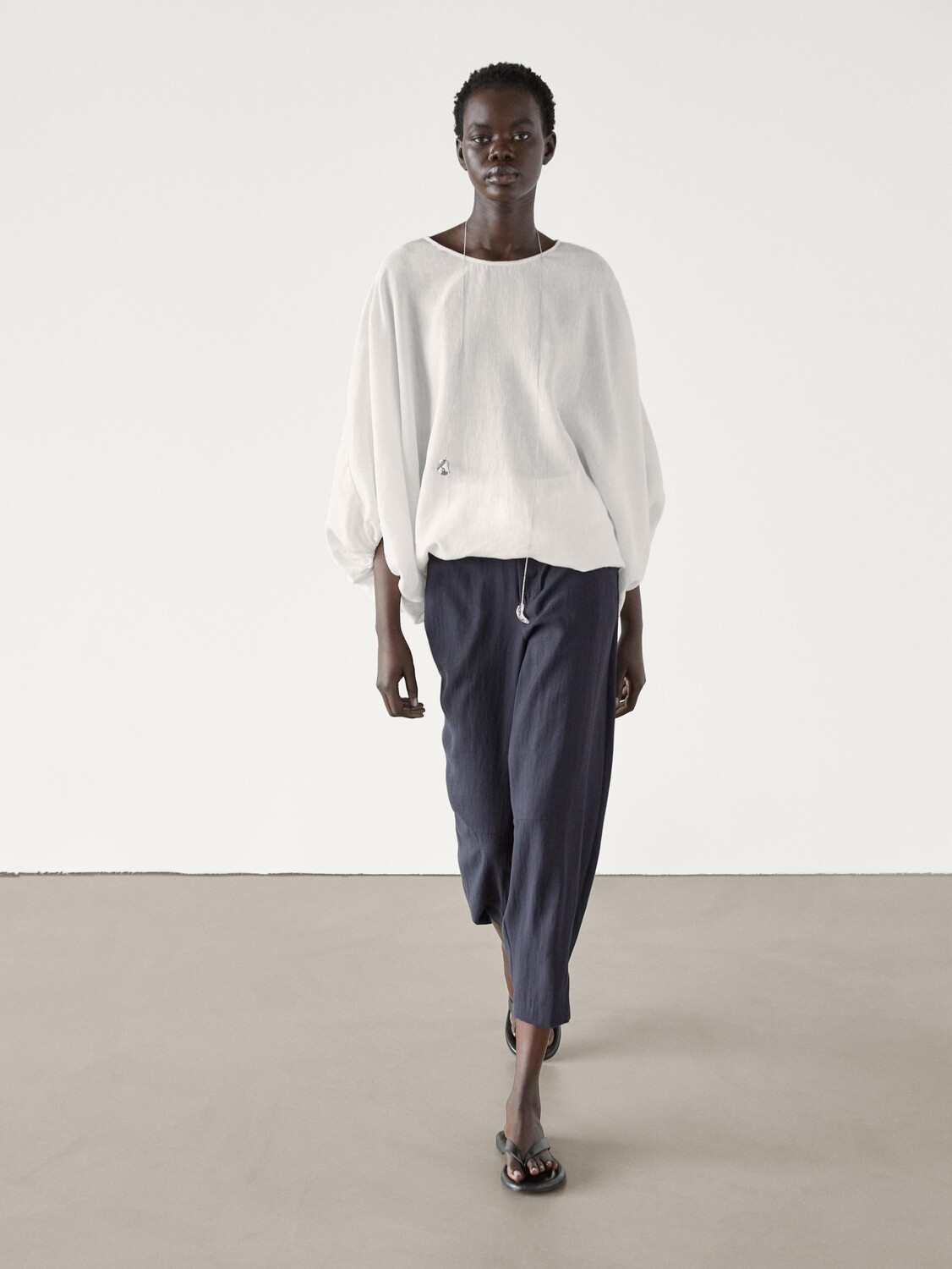 

Укороченные брюки свободного кроя Massimo Dutti, синий