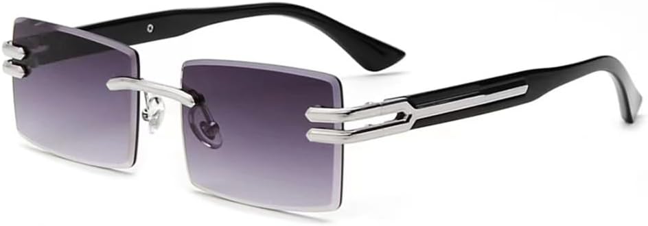 

Ретро-солнцезащитные очки без оправы для мужчин и женщин в стиле панк, прямоугольные солнцезащитные очки без оправы, маленькие, с защитой от УФ-излучения UV400 MTZJH, 7