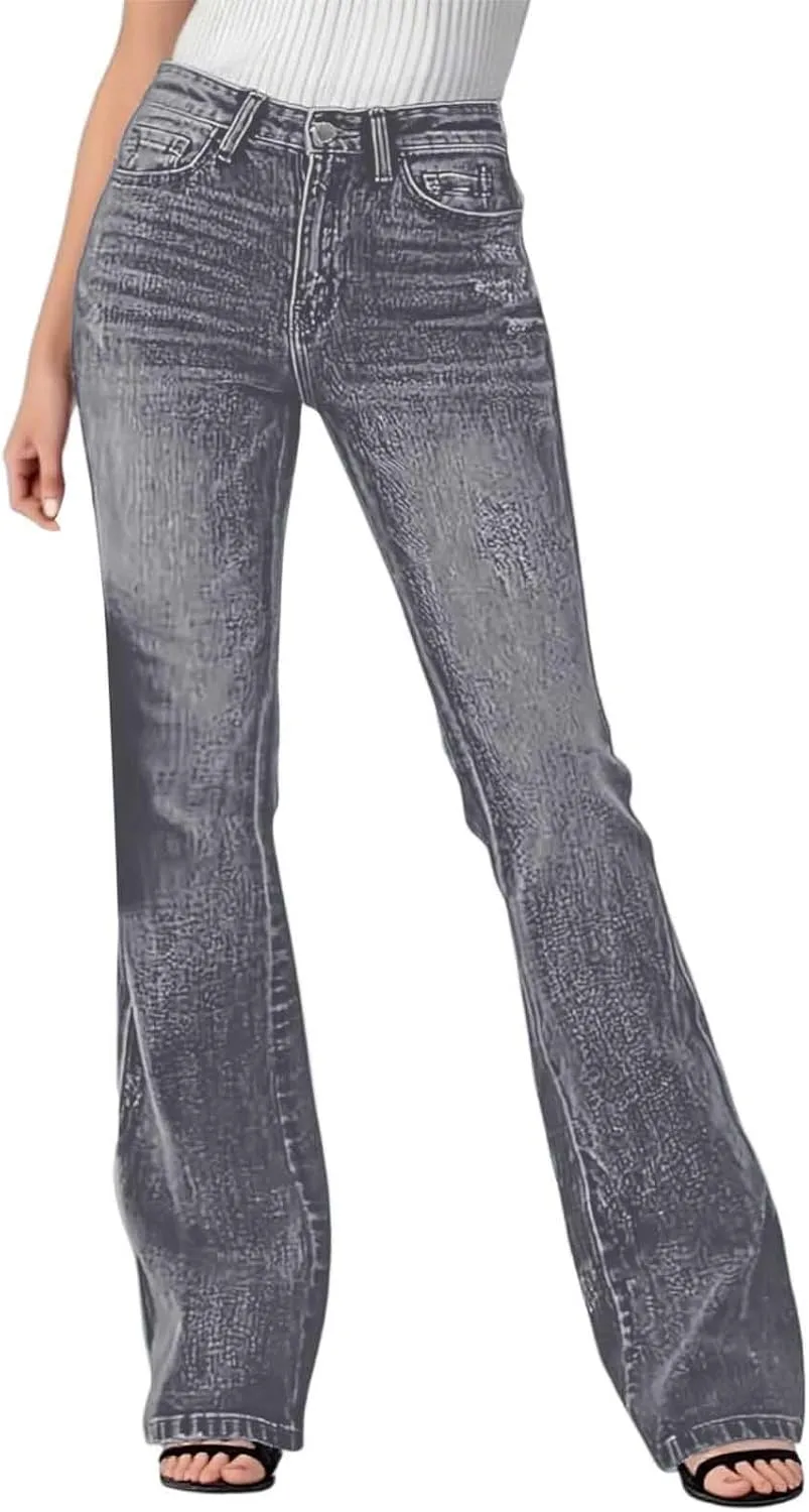 

Aniywn джинсы с высокой талией и расклешенными штанинами для женщин, Stretchy Bell Bottom