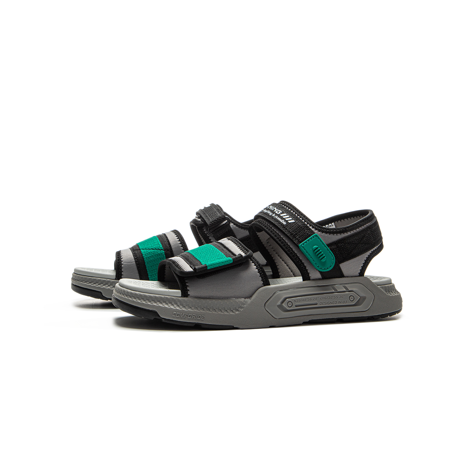 LINING YOUNG Сандалии Sports Life Collection Anti Slip And Wear Resistant Rebound Sandal Rubble Gray/Black Kids' — фото 4