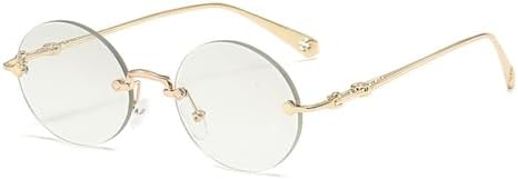 

2027 Женские солнцезащитные очки без оправы в стиле ретро, ​​круглые, с градиентным металлическим покрытием, мужские солнцезащитные очки для активного отдыха и вождения MTZJH, 5