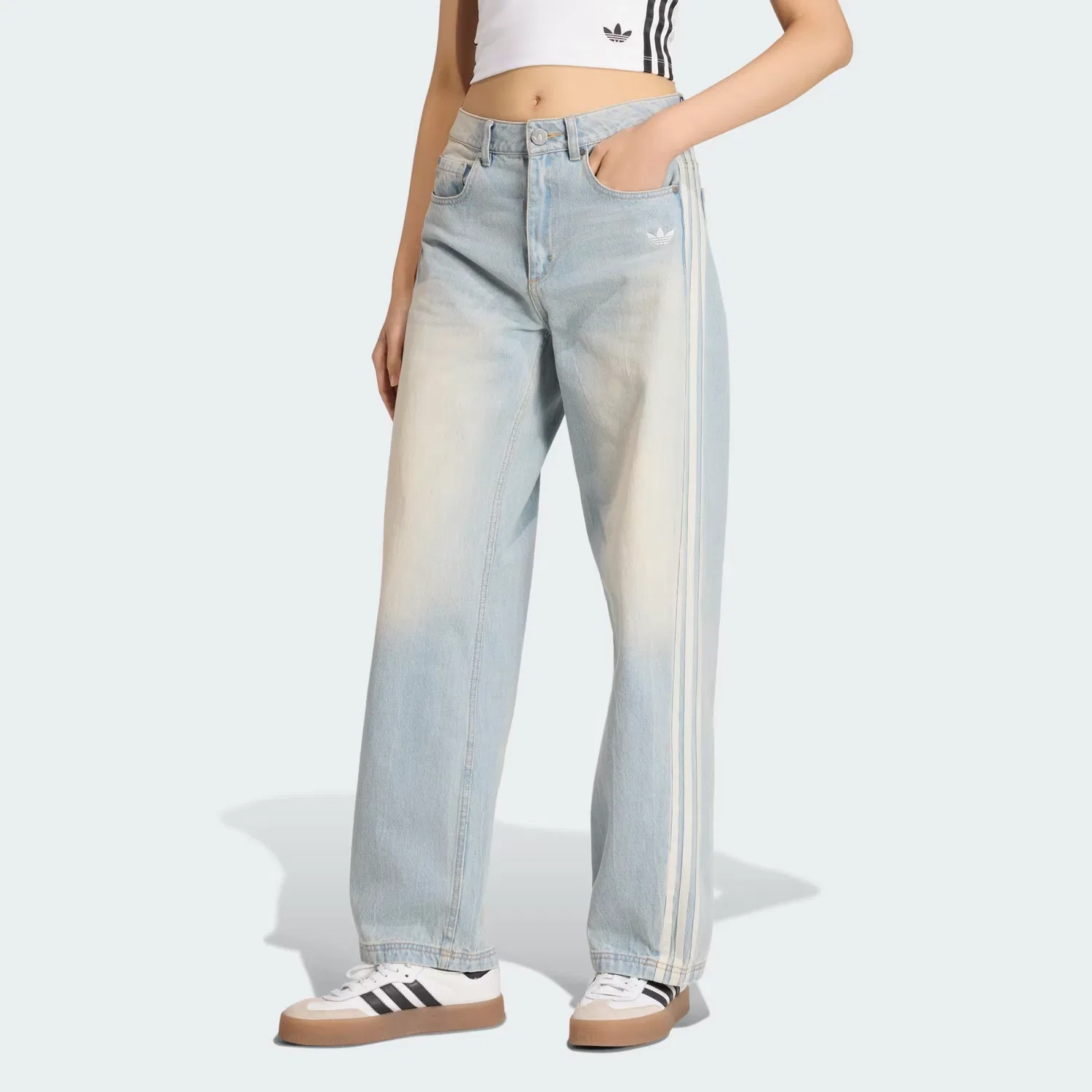Джинсы свободного кроя Adilenium season 3 loose-fit Adidas Originals, Light Denim Blue — фото 4