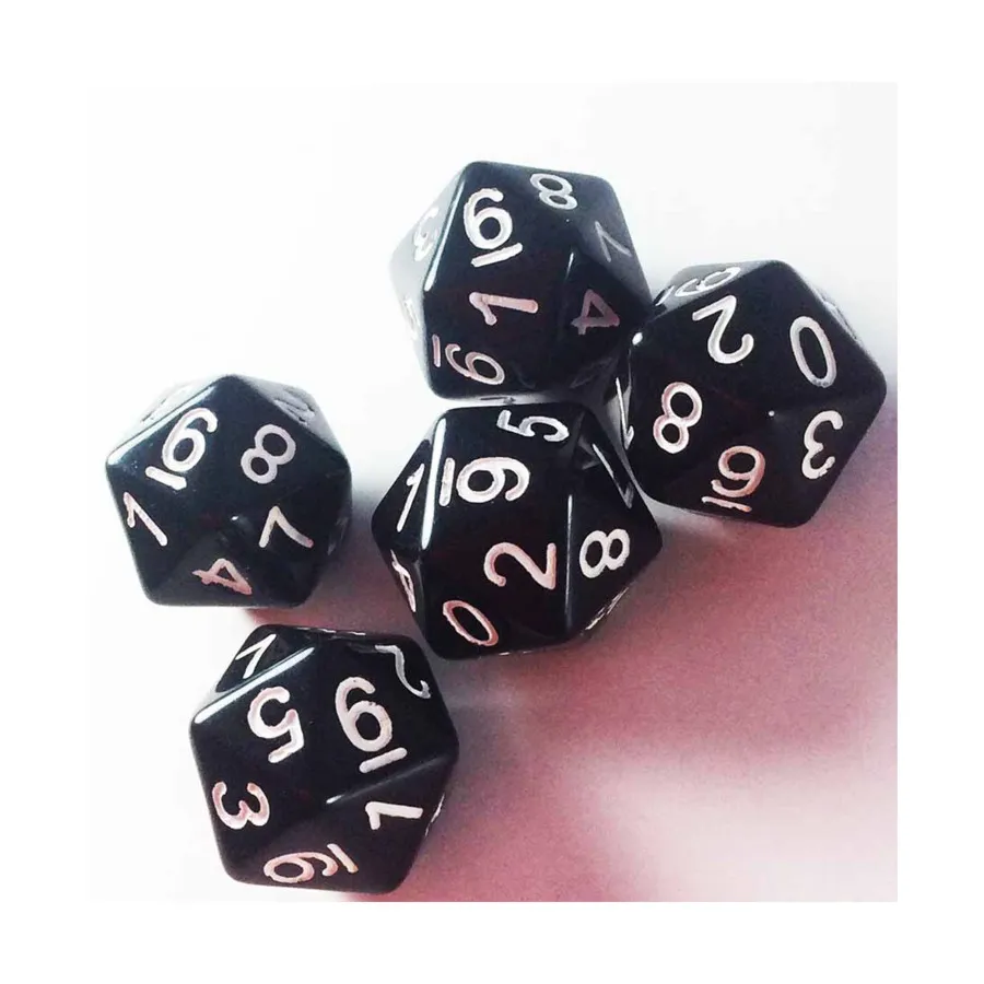 

d20 (0-9 дважды) Черный с белым (5), Dice - Symbols, Functional & Unique Dice