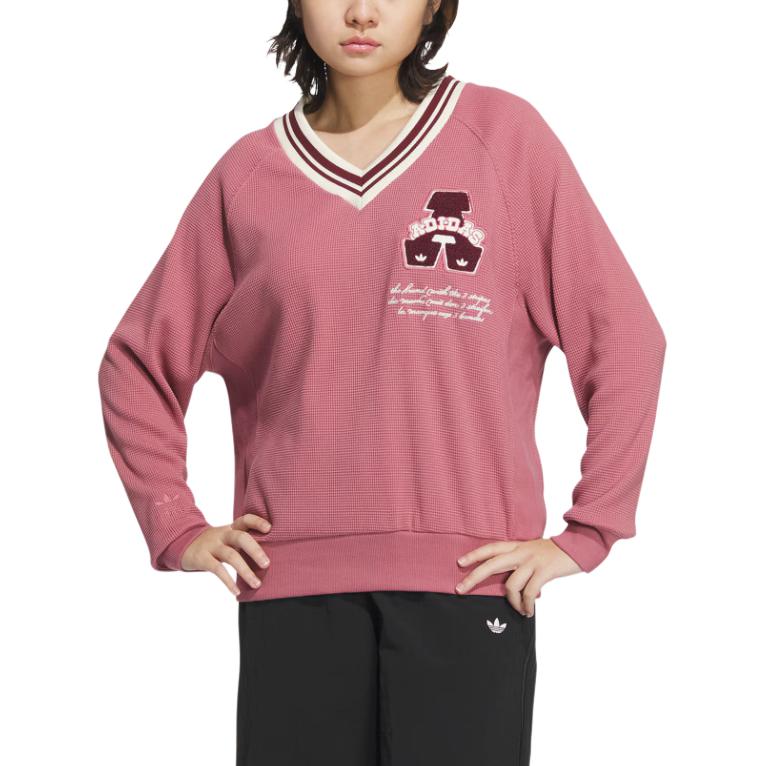 Футболка с V-образным вырезом FW24 Женская Тёмно-розовая Adidas Originals — фото 3