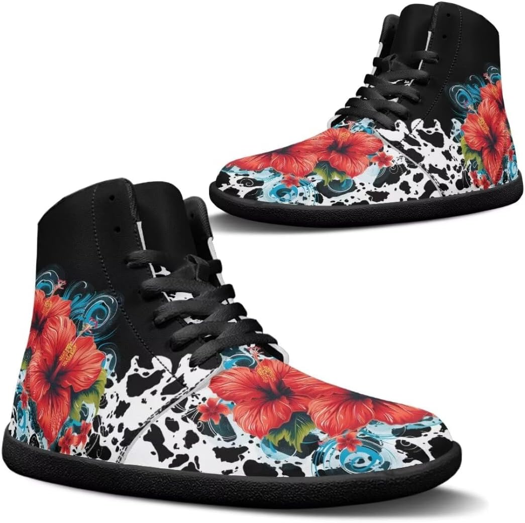 

Мужские босоножки Легкие противоскользящие повседневные кроссовки Высокие спортивные кеды с нулевой подошвой Getelinseng, Flower Cow Skin