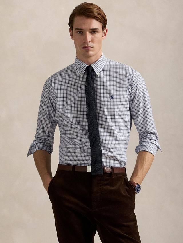 

Хлопковая поло рубашка Regular Fit в клетку Ralph Lauren, Dark Charcoal Heather