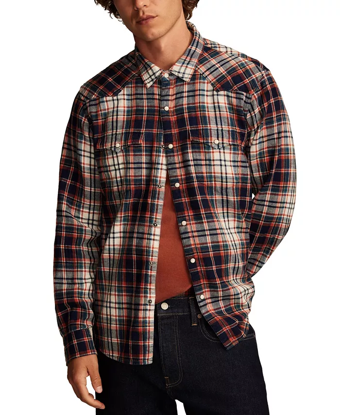 

Мужская западная рубашка с длинным рукавом в индиго-клетку Lucky Brand, мультиколор